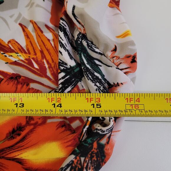 Esperance Paris Floral Top Womens Large Orange Tropical Print Short Sleeve - Picture 8 of 8